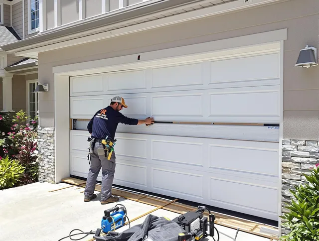 Westwood Garage Door Repair team performing complete garage door replacement at Westwood residence