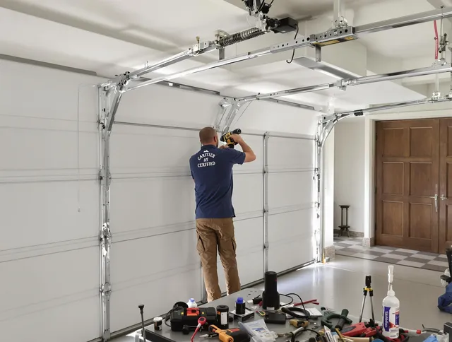 Westwood Garage Door Repair certified technician performing precision garage door repair in Westwood