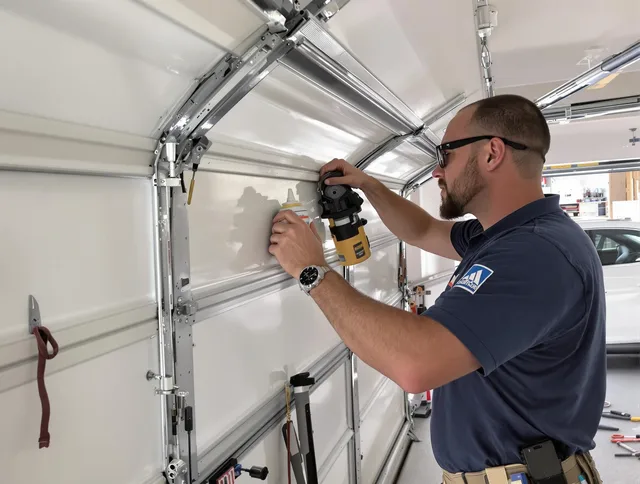 Westwood Garage Door Repair technician quieting a noisy garage door in Westwood