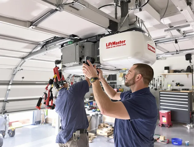 Westwood Garage Door Repair technician performing advanced diagnostics on garage opener in Westwood