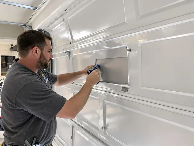 Garage door panel repair by Westwood Garage Door Repair in Westwood